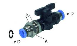 Bulkhead ball valve with push-in connection