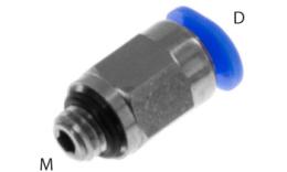 Rechte push-in inschroefkoppeling, 3mm, M5, mini - afmetingen