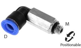 Acoplamento aparafusado push-in de joelho longo com O-ring, 6mm, M6, mini - dimensões