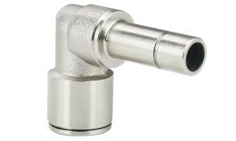 Knee push-in plug-in stem coupling, expiring, Nickel-plated brass