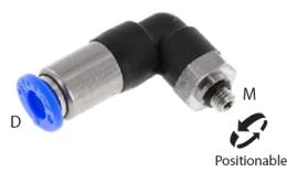 Acoplamiento push-in de rodilla, rosca M, cierre automático - dimensiones