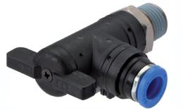 Knee ball valve external thread push-in connection