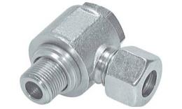 Rotatable elbow screw-in cutting ring coupling with O-ring seal (metric) Galvanized steel