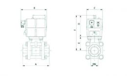 valvola a sfera in acciaio inox con-disegno-attuatore-elettrico