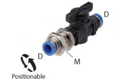 Bulkhead ball valve with push-in connection - dimensions Bulkhead ball valve with push-in connection - dimensions