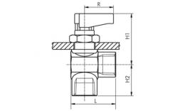 Angle ball valves with single-sided butterfly up to 20 bar drawing