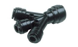 Push-in food three-way reducer coupling
