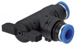 Knee ball valve push-in connection