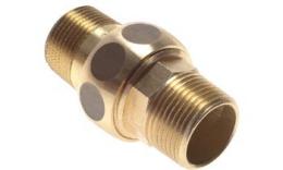 Three-part coupling with male thread flush brass