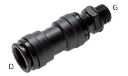 Straight screw-in coupling push-in food, long - dimensions