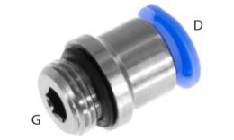 Raccordo a vite a innesto diritto, 6mm, G 1-8, O-ring, mini - dimensioni Raccordo a vite a innesto diritto, 6mm, G 1-8, O-ring, mini - dimensioni