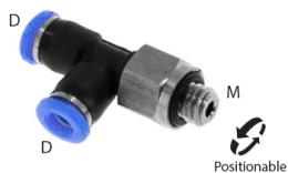 L-inschroefkoppeling met O-ring, 3mm, M5, mini - afmetingen