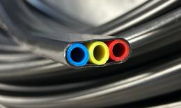 PU trio slang met PE mantel - Blauw geel rood