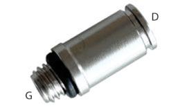 Push-in straight screw-in coupling, male thread - dimensions