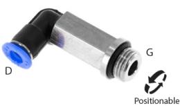 Acoplamento aparafusado push-in de joelho longo com O-ring, 4mm, G 1-8'', mini - dimensões