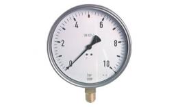 Pressure gauge vertical Ø 160 mm chrome nickel steel - brass, robust, class 1.0