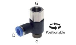 Knee screw-in screw-on coupling with O-ring - dimensions
