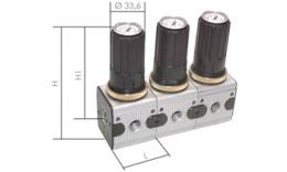 Pressure gauge regulator for pressure inlet on both sides, up to 2250 l-min