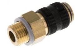 Quick coupling (black sliding sleeve) NW5 with external wire, brass (MS)