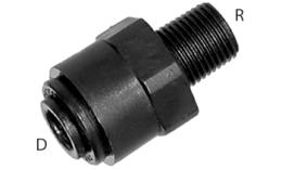 Straight screw-in coupling push-in food, BSPT conical thread - dimensions Straight screw-in coupling push-in food, BSPT conical thread - dimensions