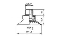 VCR42 Flat Suction Cup Drawing