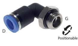 O-ring a vite a ginocchio push-in di media lunghezza - dimensioni