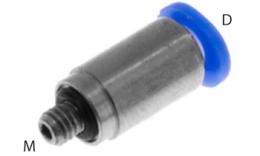 Acoplamento roscado push-in reto, 3mm, M3, O-ring, mini - dimensões Acoplamento roscado push-in reto, 3mm, M3, O-ring, mini - dimensões