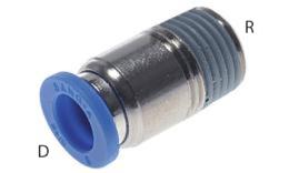 Straight screw-in coupling with conical thread - dimensions