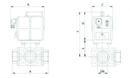 stainless steel 3-way ball valve with electric drive