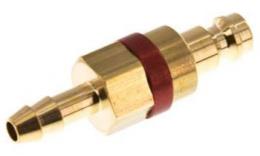 Coupling plug (red sliding sleeve) NW5 with hose, brass (MS)
