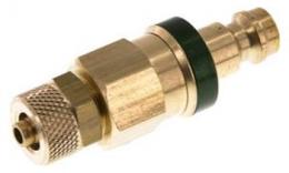 Double -sided Lockable Coupling plug (green sliding sleeve) NW5 with censer nut, brass (MS)