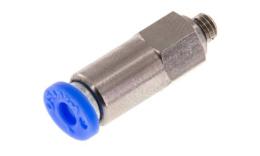 Non-return valve with external thread and push-in connection