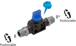 3-2 way valve conical male thread push-in connection - dimensions