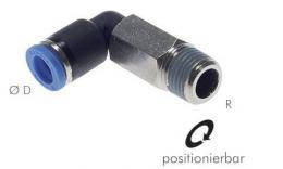 Knee push-in screw-in coupling long conical thread