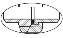 Detail view Three-part knee with internal thread - flat sealing