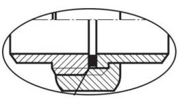 Vue détaillée Genou en trois parties avec filetage intérieur - joint plat