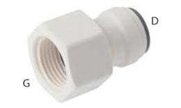 Acoplamientos push-in con rosca G interna, alimentos - dimensiones Acoplamientos push-in con rosca G interna, alimentos - dimensiones