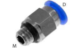 Rechte push-in inschroefkoppeling, 4mm, M6, mini - afmetingen