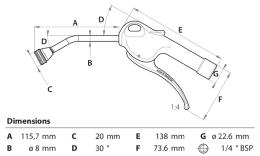 Pneuparts blow gun for bicycle tires - drawing Pneuparts blow gun for bicycle tires - drawing