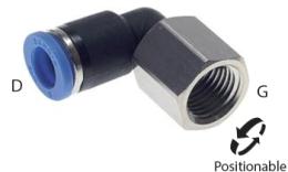 Knee screw-on coupling - dimensions