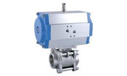 Double-acting stainless steel 3-part ball valve