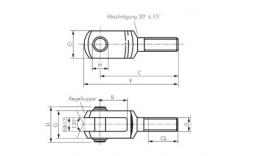 Drawing fork with pin ISO 21287