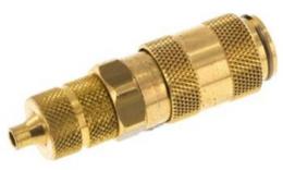 Double -sided lockable quick coupling NW 2.7 with upper coupling, brass (MS)