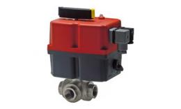 Brass nickel-plated 3-way ball valve with electric drive