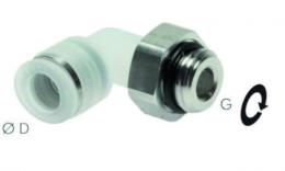 L-koppeling push-in, cilindrisch schroefdraad, PP