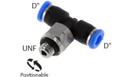 Accouplement à vis en T avec filetage UNF pour tuyau en pouce - Dimensions