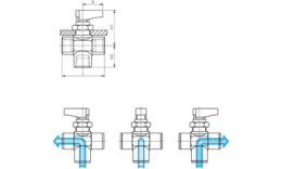 3-way T-ball valves with single-sided butterfly up to 20 bar drawing
