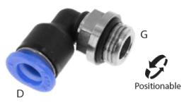 Knie push-in inschroefkoppeling O-ring, 6mm, G 1-8'', mini - afmetingen Knie push-in inschroefkoppeling O-ring, 6mm, G 1-8'', mini - afmetingen