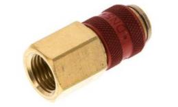 Quick coupling (red sliding sleeve) NW5 with inner thread, brass (MS)