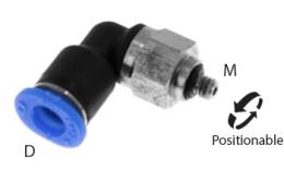 Knee push-in screw-in coupling O-ring, 4mm, M3, mini - dimensions Knee push-in screw-in coupling O-ring, 4mm, M3, mini - dimensions